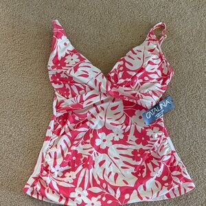 Catalina Pink and White Floral Swim Top